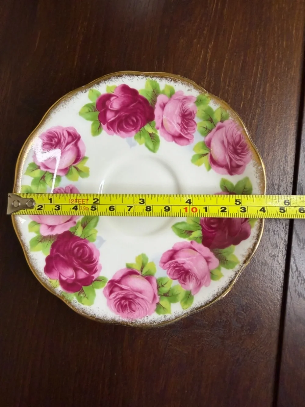 Vintage Royal Albert Old English Rose Bone China Teacup Saucer Set Gilt Gold Rim
